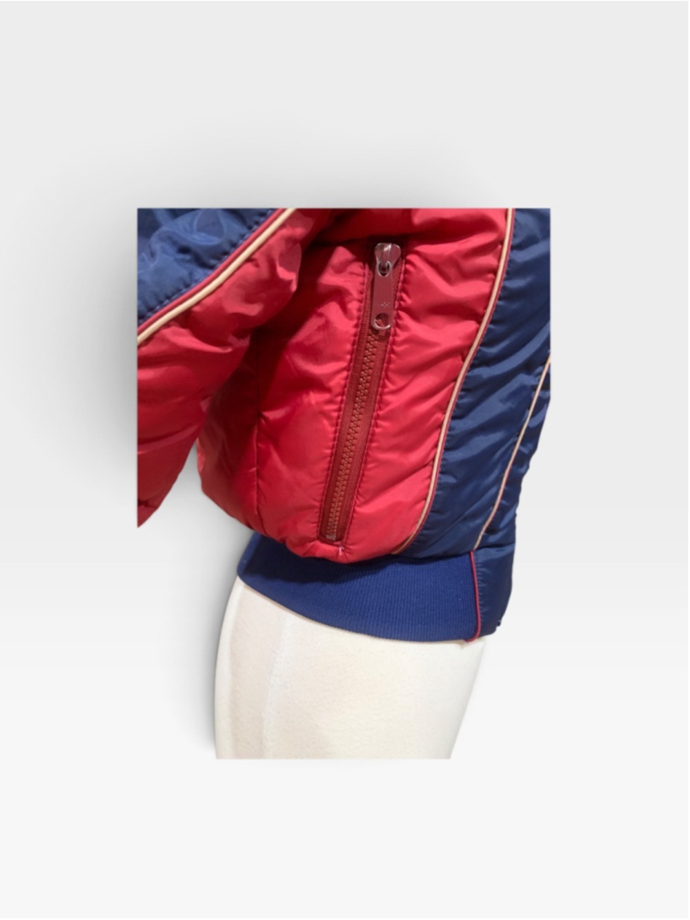 Vntg 70’s Women's White Stag Puffy Bomber Jacket Size S Blue Red - Picture 7 of 10
